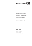 Beyerdynamic UHF Wireless System Opus 900 User's Manual