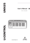 Behringer U-CONTRO LUMX25 User's Manual