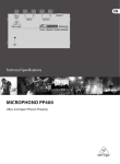 Behringer Microphono PP400 Specification Sheet