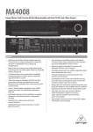Behringer EUROCOM MA4008 Specification Sheet