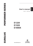 Behringer E1220 User's Manual