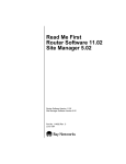 Avaya Read Me First: Router Software 11.02 and Site Manager 5.02 User's Manual