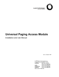 Avaya Bogen Universal Paging Access Module Installation and Use Manual