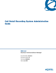 Avaya BCM 4.0 Call Detail Recording System User's Manual