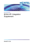 Avaya BCM 200/400/450 - BCM-IVR Integration Supplement User's Manual
