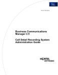 Avaya BCM 2.5 Call Detail Recording System Administrator's Guide