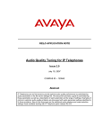 Avaya Audio Quality Tuning for IP Telephones User's Manual