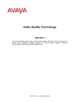 Avaya Audio Quality Terminology User's Manual