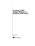Avaya a WAN Adapter Module in a BayStack ARN Router (114204 Rev. A) User's Manual