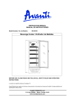 Avanti Refrigerator BCAD353 User's Manual