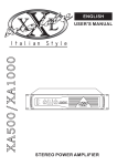 Audio Analogue SRL XA1000 User's Manual