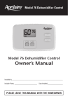 Aprilaire Dehumidifier 76 User's Manual