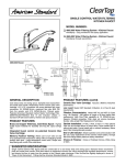 American Standard ClearTap 4665.003 User's Manual