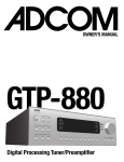 Adcom GTP-880 User's Manual