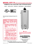 A.O. Smith BTF-75 Specification Sheet