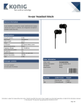 König CSHSIER200BL mobile headset