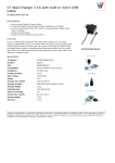 V7 Wall Charger 2.1A with built-in micro USB Cable