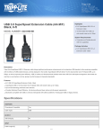 Tripp Lite USB 3.0 SuperSpeed Extension Cable (AA M/F) Black, 6-ft