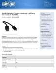 Tripp Lite Black USB Sync / Charge Cable with Lightning Connector, 6-ft. (1.8M)