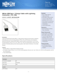 Tripp Lite White USB Sync / Charge Cable with Lightning Connector, 3-ft. (1M)
