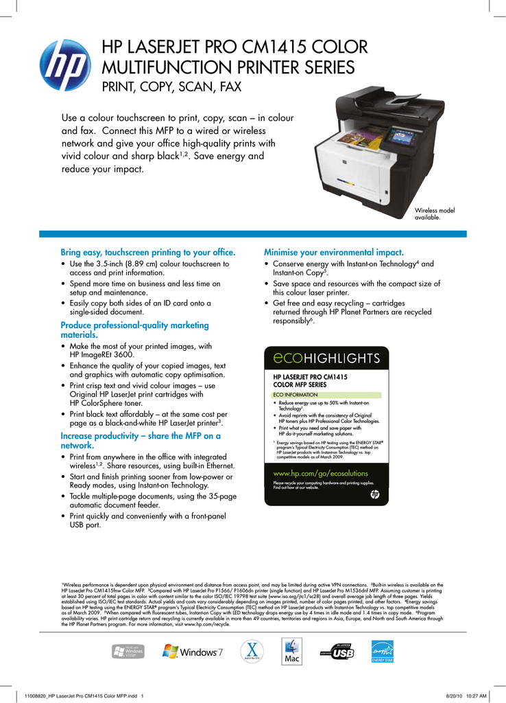 hp laserjet pro cm1415fn