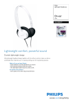 Philips Lightweight Headphones SHL1000WT