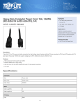 Tripp Lite Heavy-Duty Computer Power Cord, 16A, 14AWG (IEC-320-C14 to IEC-320-C15), 3-ft.