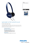 Philips Lightweight Headphones SHL1700BL