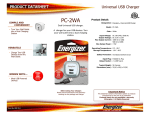 Energizer PC-2WA mobile device charger