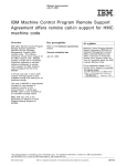 IBM Machine Control Program Remote Support Agreement