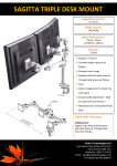 Comrac Sagitta Triple Desk Mount + Desk Clamp & Grommet Fitting