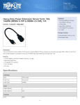 Tripp Lite Heavy-Duty Power Extension Server Cord, 15A, 14AWG (NEMA 5-15P to NEMA L5-15R), 1-ft.