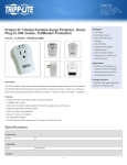 Tripp Lite Protect It! 1-Outlet Portable Surge Protector, Direct Plug-In, 600 Joules, Tel/Modem Protection