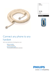 Philips SWC4100 12 ft Almond Coil cord