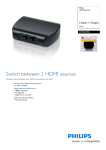 Philips SWS3412W 2 Inputs / 1 Output Manual HDMI Switcher