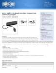Tripp Lite 4-Port USB 2.0 Hi-Speed Ultra-Mini Compact Hub with Power Adapter