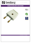Sandberg 2 pin plug, white, screws assembly