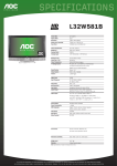 AOC 32” TFT-LCD Panel L32W581B 32"