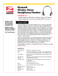 Zoom Bluetooth Wireless Stereo Headphones/Headset