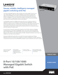 Cisco SRW2008P, 8-port 10/100/1000 Managed Gigabit Switch with PoE