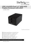 StarTech.com USB 3.0 / eSATA Dual-Bay Trayless 3.5” SATA III Hard Drive Enclosure with UASP – 2-Bay SATA 6 Gbps Hot-Swap HDD Enclosure