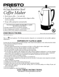 Presto 02822 coffee maker