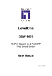 LevelOne GSW-1676 16 Port Web Smart Switch