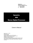 Owner`s Manual Symetrix 602 Stereo Digital Processor