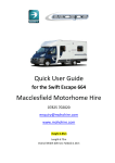 Quick User Guide Macclesfield Motorhome Hire