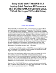 Sony VAIO VGN-TX650P/B 11.1 Laptop (Intel Pentium M Processor