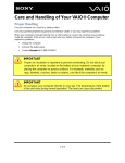 Care and Handling of Your VAIO Computer