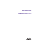 Avid AirSpeed Installation and User`s Guide