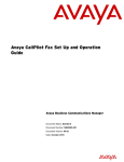 Avaya CallPilot Fax Set Up and Operation Guide