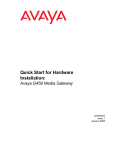 Quick Start for Hardware Installation: Avaya G450 Media Gateway